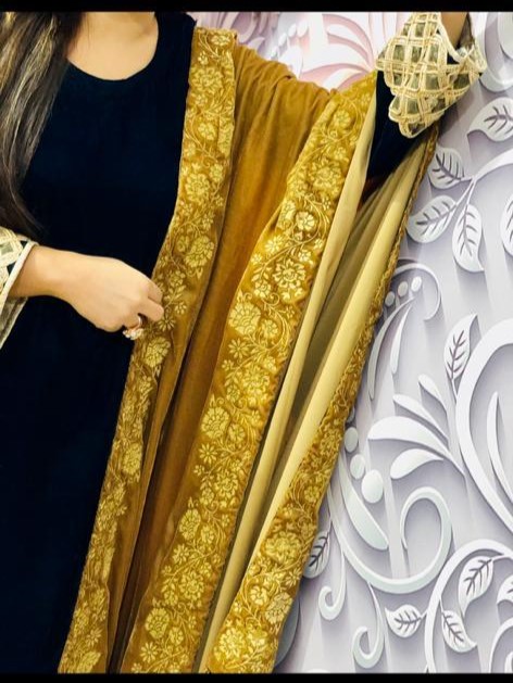 CAMEL YELLOW print-paste velvet shawl