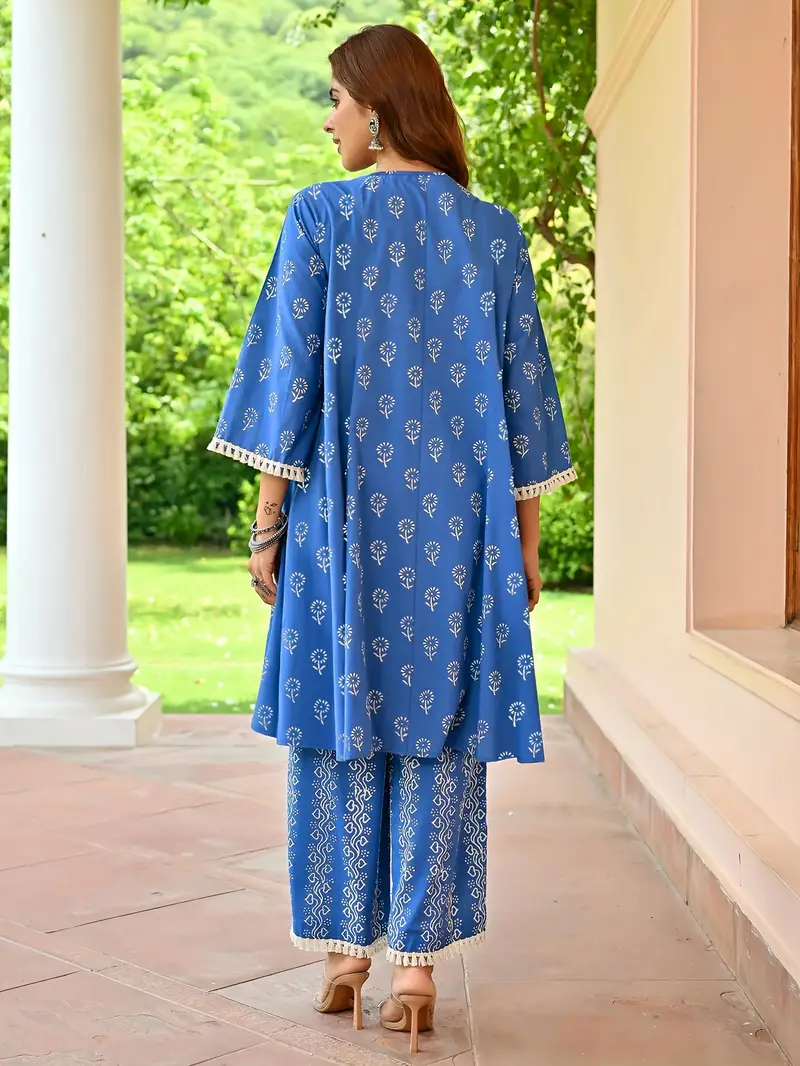 Eshmal Blue print frock set