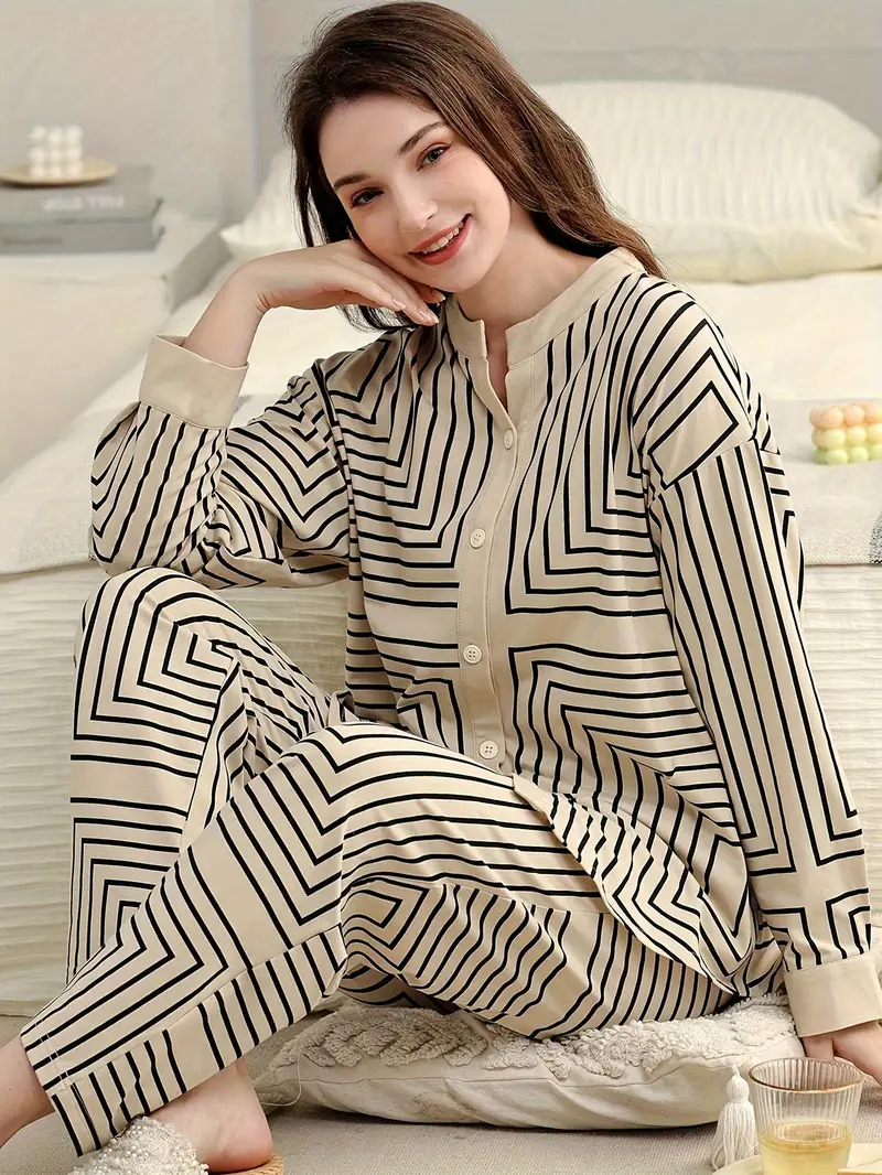 Women skin Striped Pajama Set