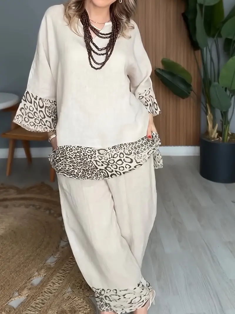 Eshmal Beige Animal Print Set