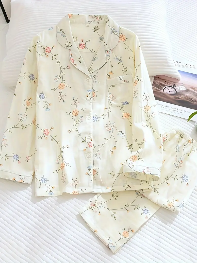 Floral Cream Pajama Set