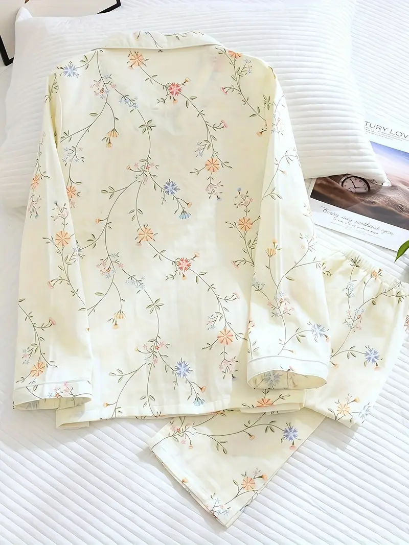 Floral Cream Pajama Set