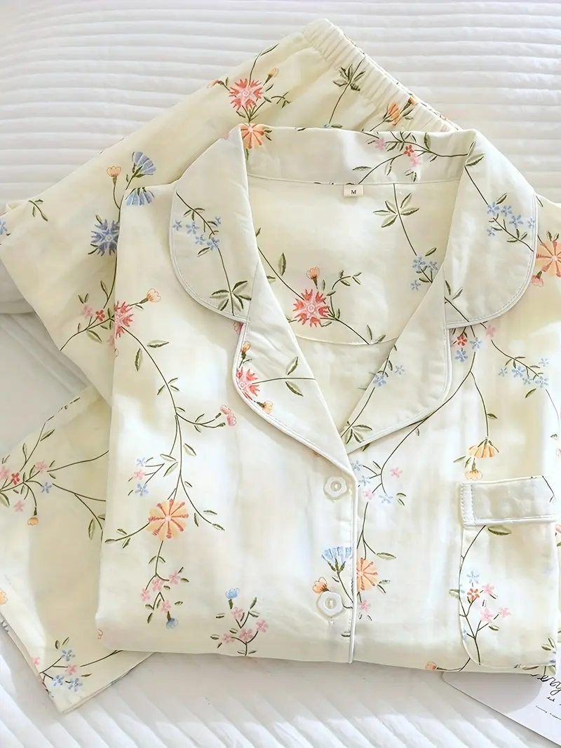 Floral Cream Pajama Set