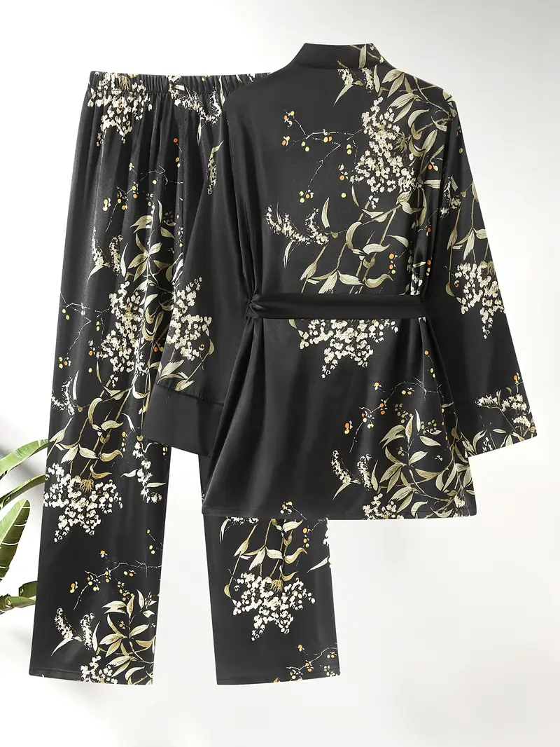 Floral Black Pajama Set