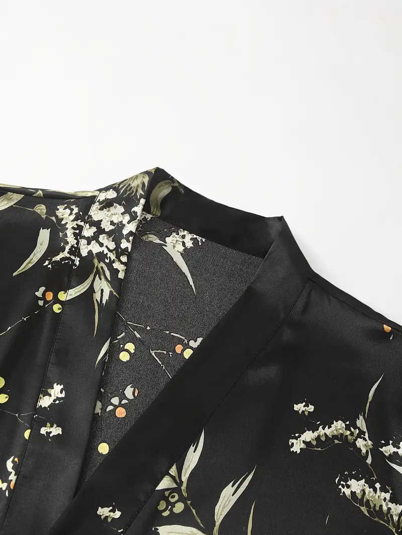 Floral Black Pajama Set