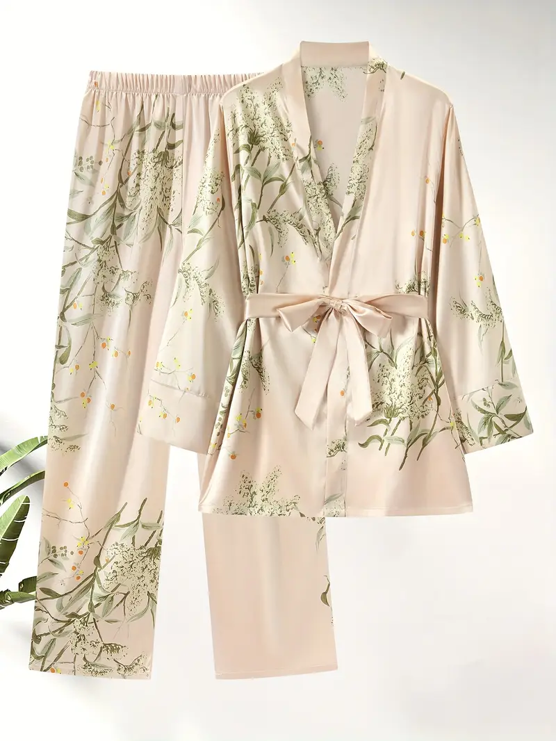 Floral Beige Pajama Set