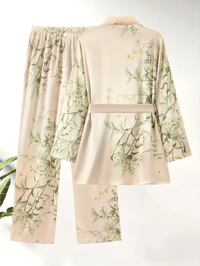Floral Beige Pajama Set