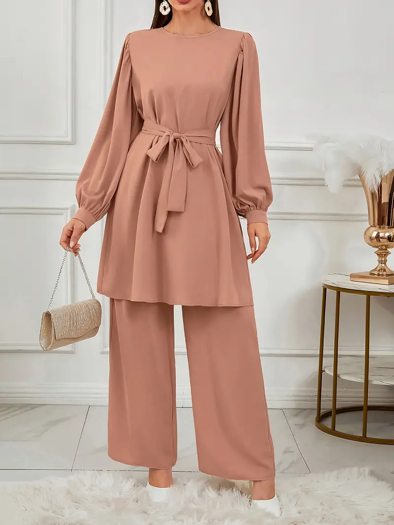 Elegant Women brown Two-Piece Outfit