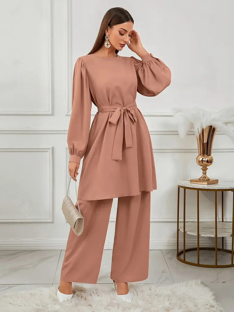 Elegant Women brown Two-Piece Outfit