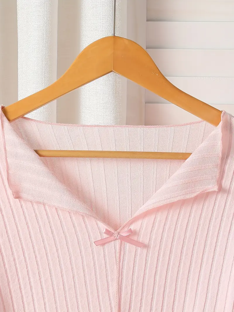 Pink Ribbed Pajama Set
