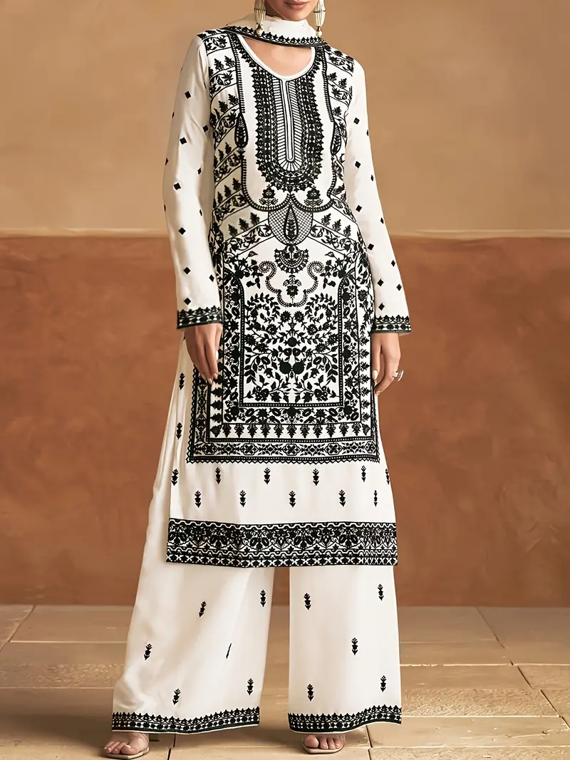 BANDHAN BLACK AND WHITE ETHNIC DRESS