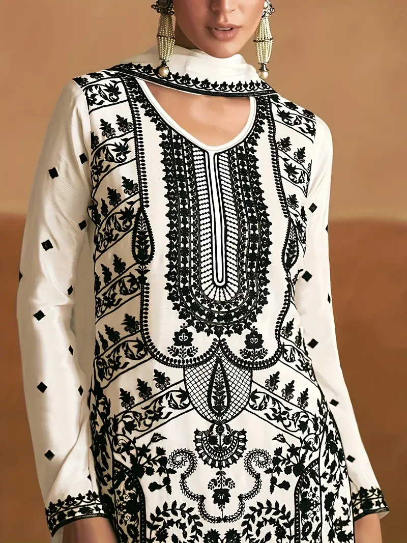 BANDHAN BLACK AND WHITE ETHNIC DRESS