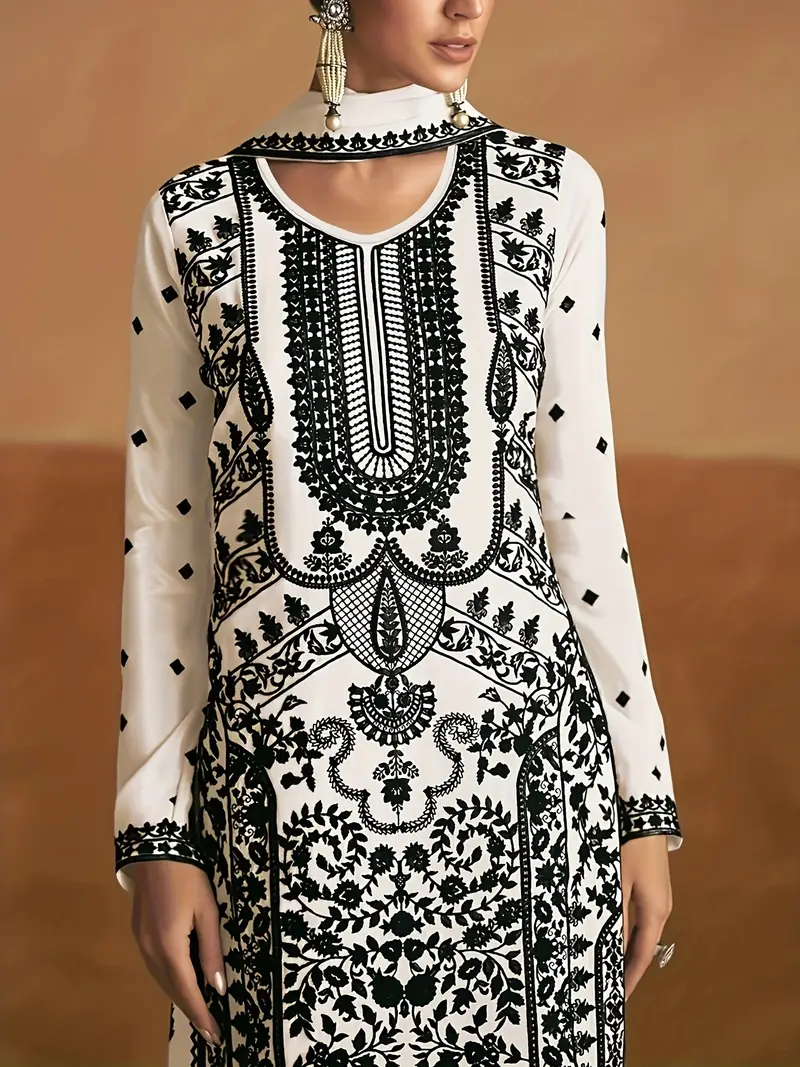 BANDHAN BLACK AND WHITE ETHNIC DRESS