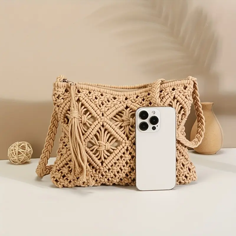 FASH HACK Handmade Macrame Crossbody Bag