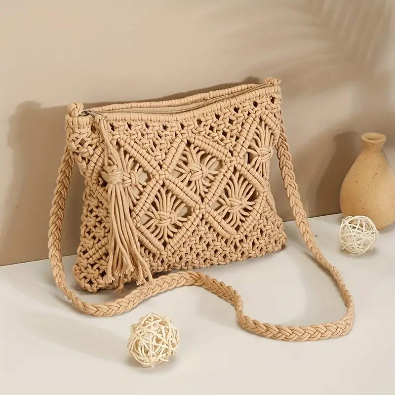 FASH HACK Handmade Macrame Crossbody Bag