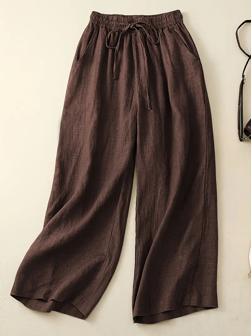 HELENA Loose-fit Brown Linen Pants