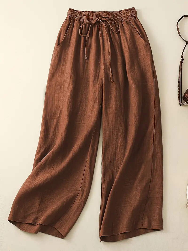 HELENA Loose-fit Brown Linen Pants