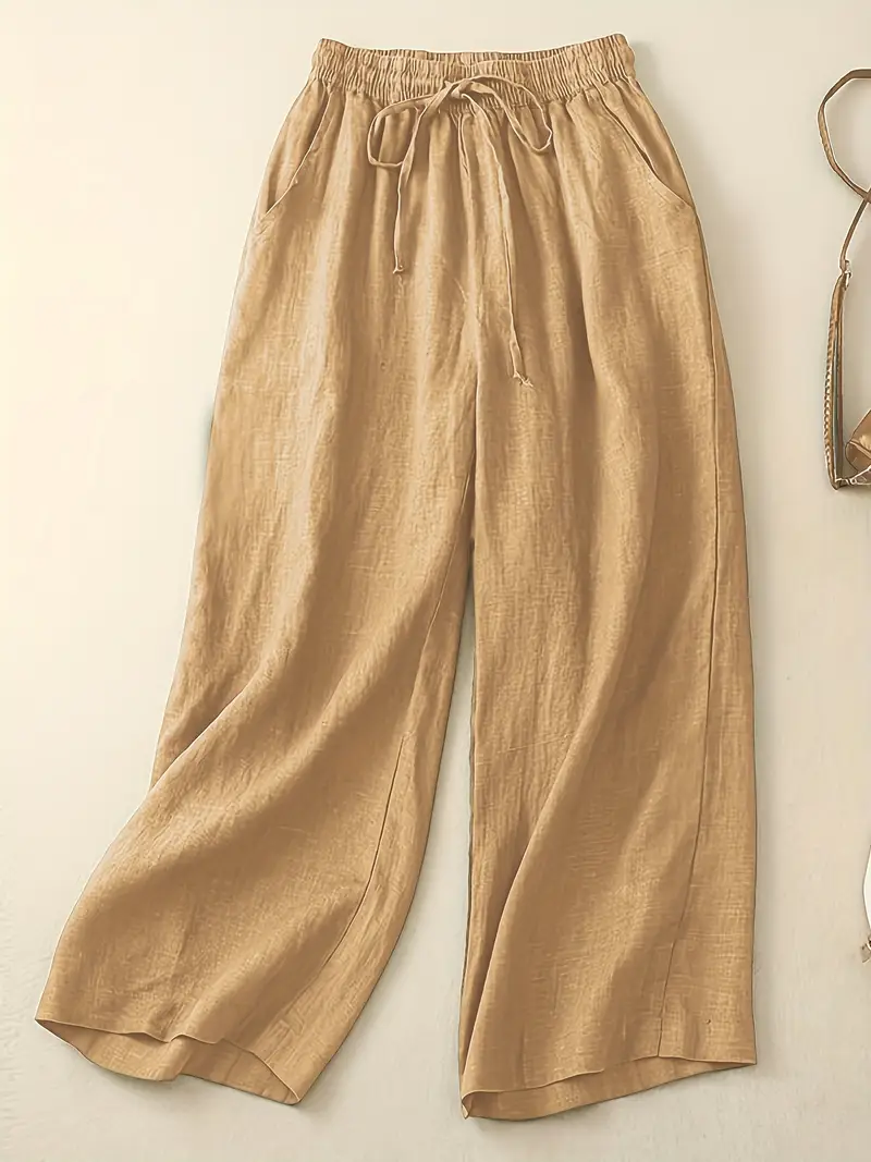 HELENA Loose-fit Brown Linen Pants