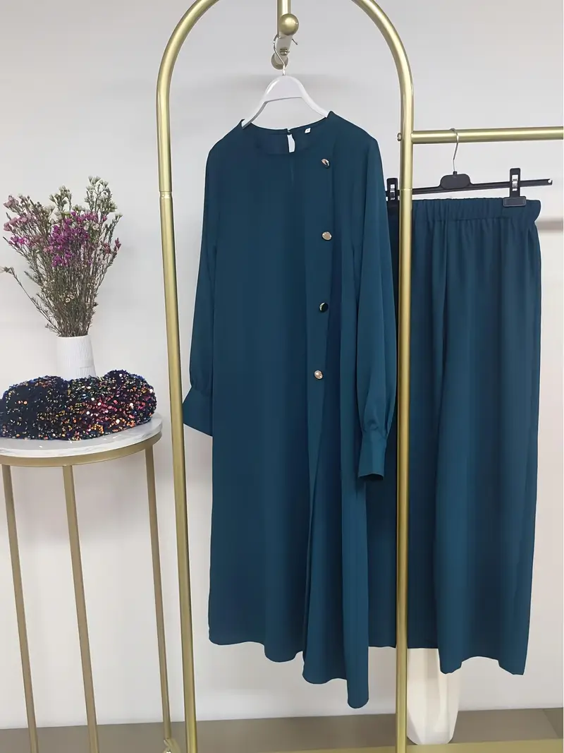 LUBNA teal blue abaya set