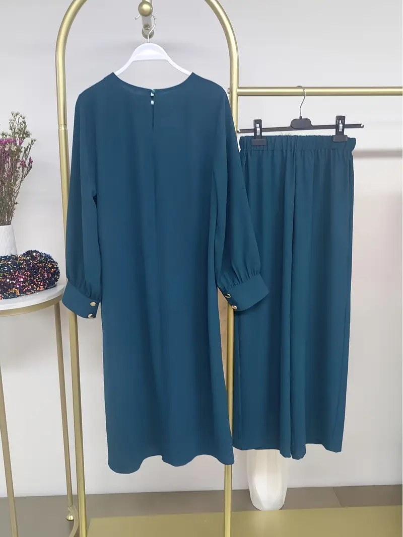 LUBNA teal blue abaya set