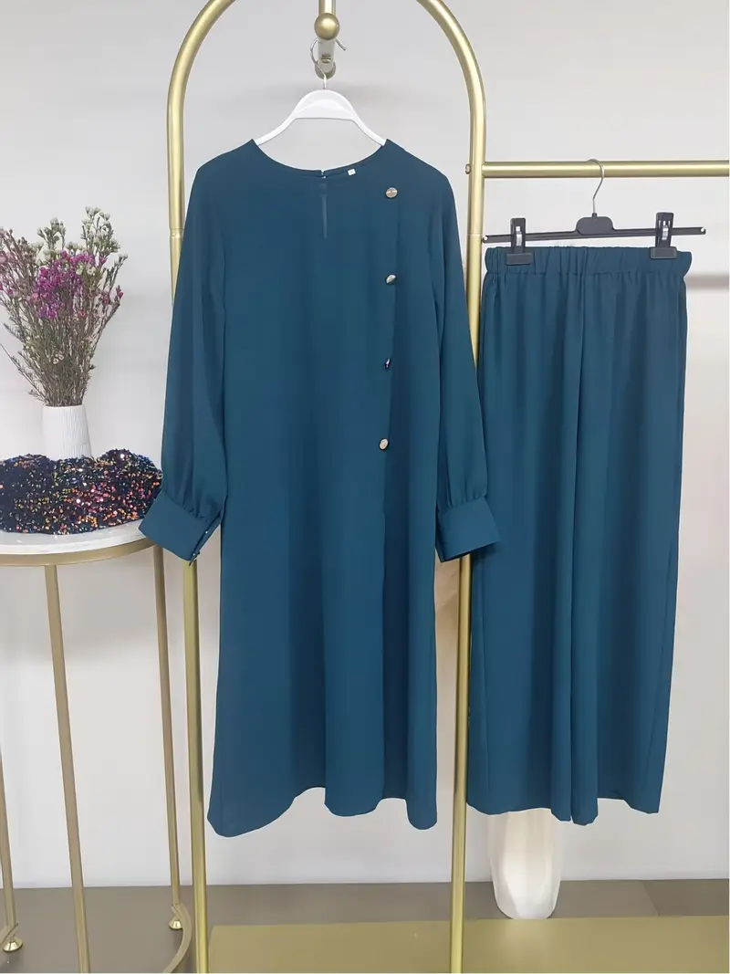 LUBNA teal blue abaya set
