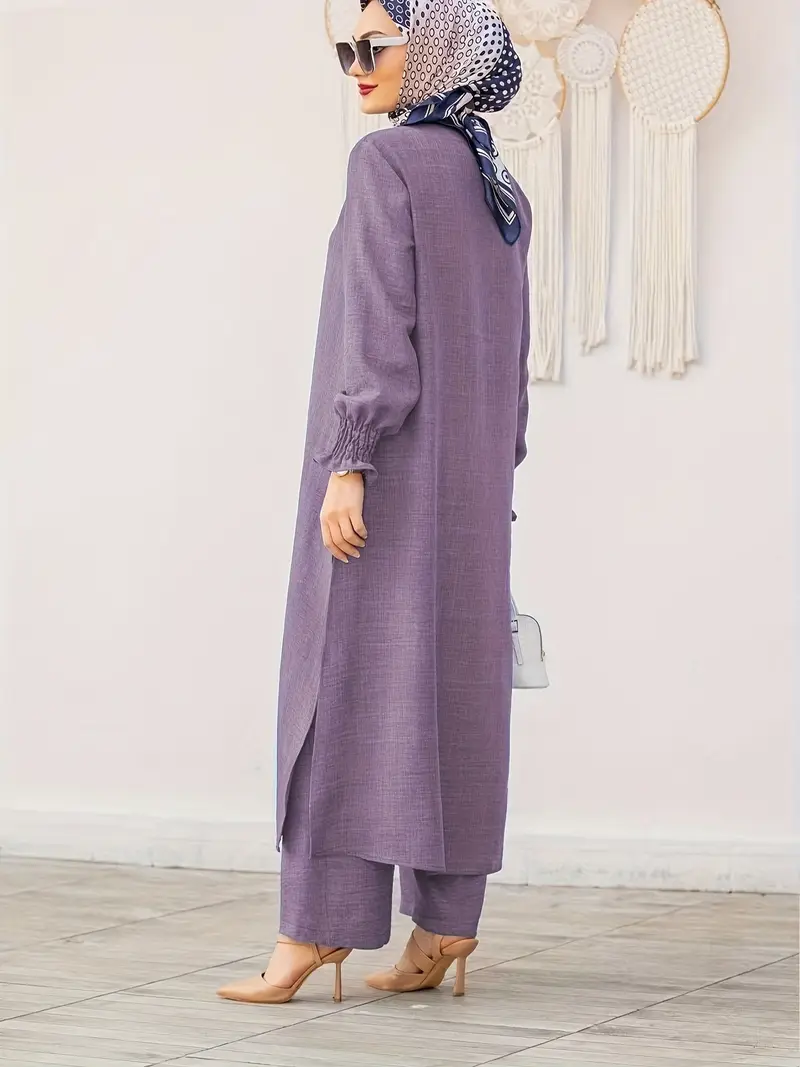 LUBNA Stylish Purple Two-Piece Set