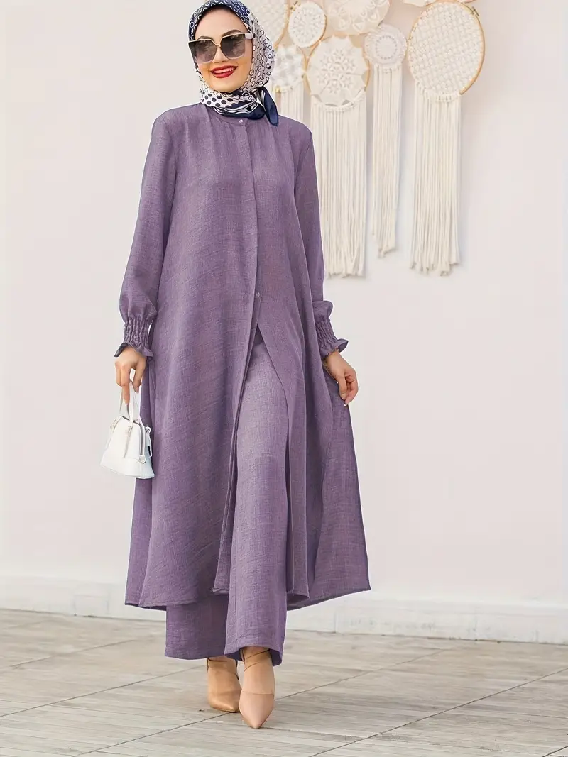 LUBNA Stylish Purple Two-Piece Set