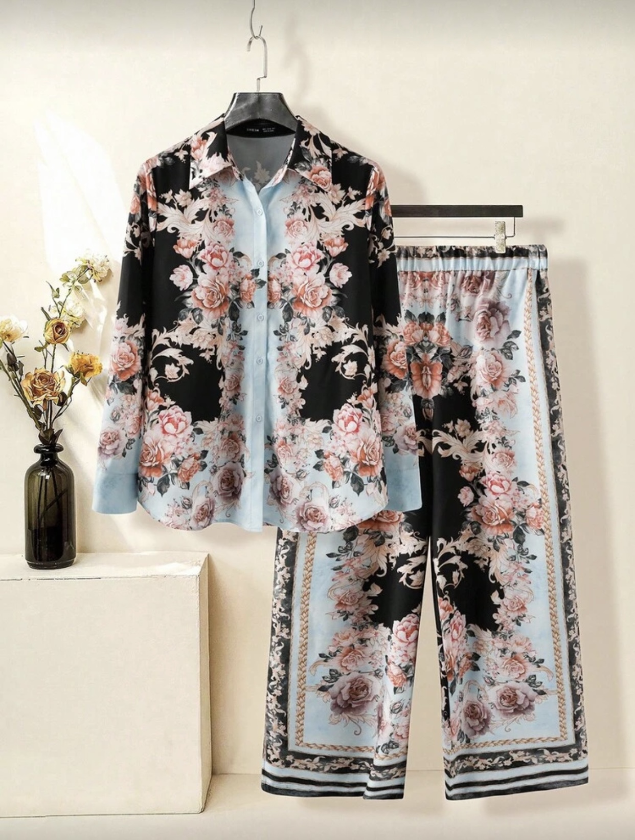 Floral Print Viscose Pajama Set