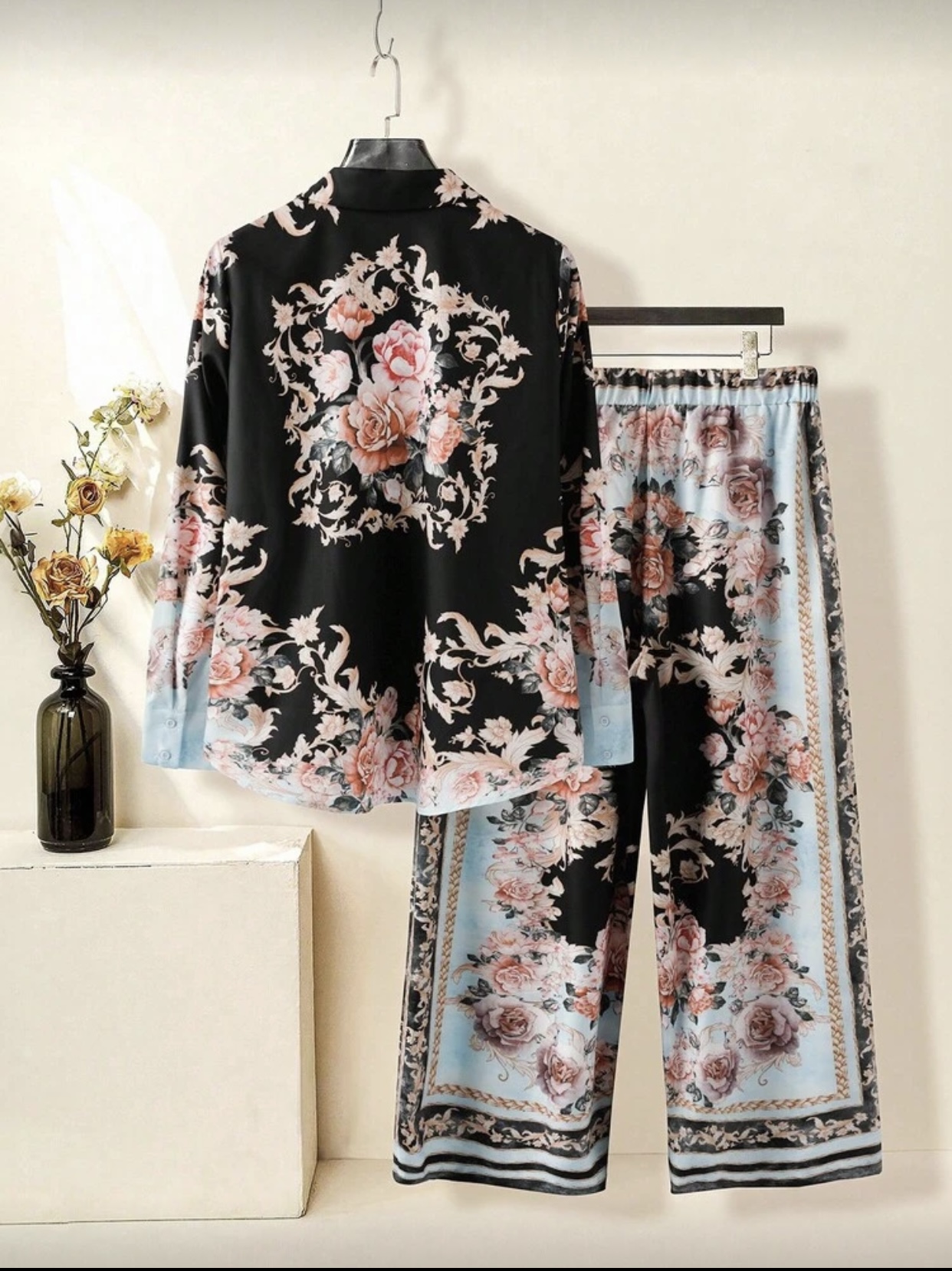 Floral Print Viscose Pajama Set
