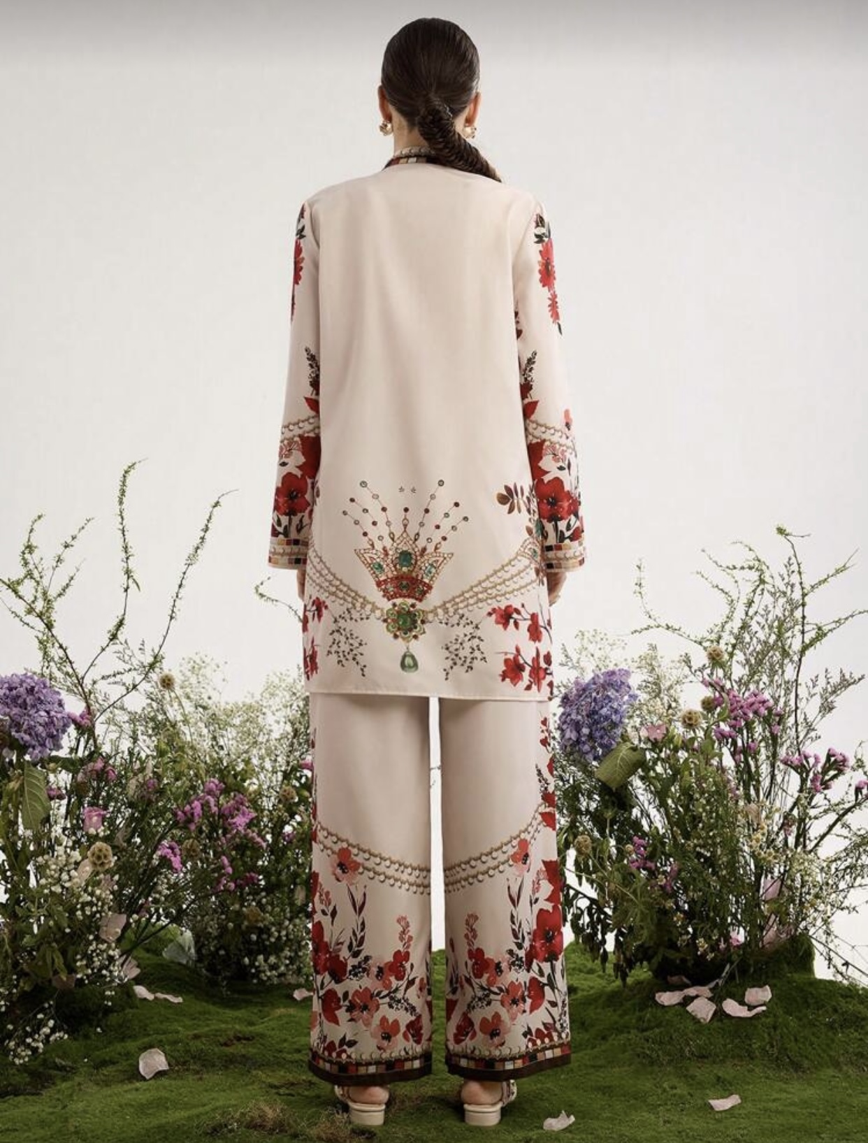 Floral Embroidered Two-Piece Suit