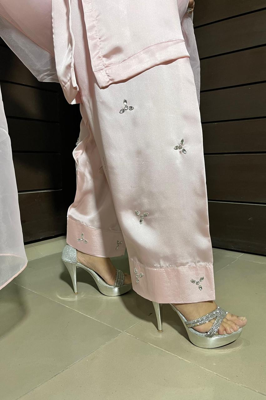 Sky Pink Silk Farshi Shalwar