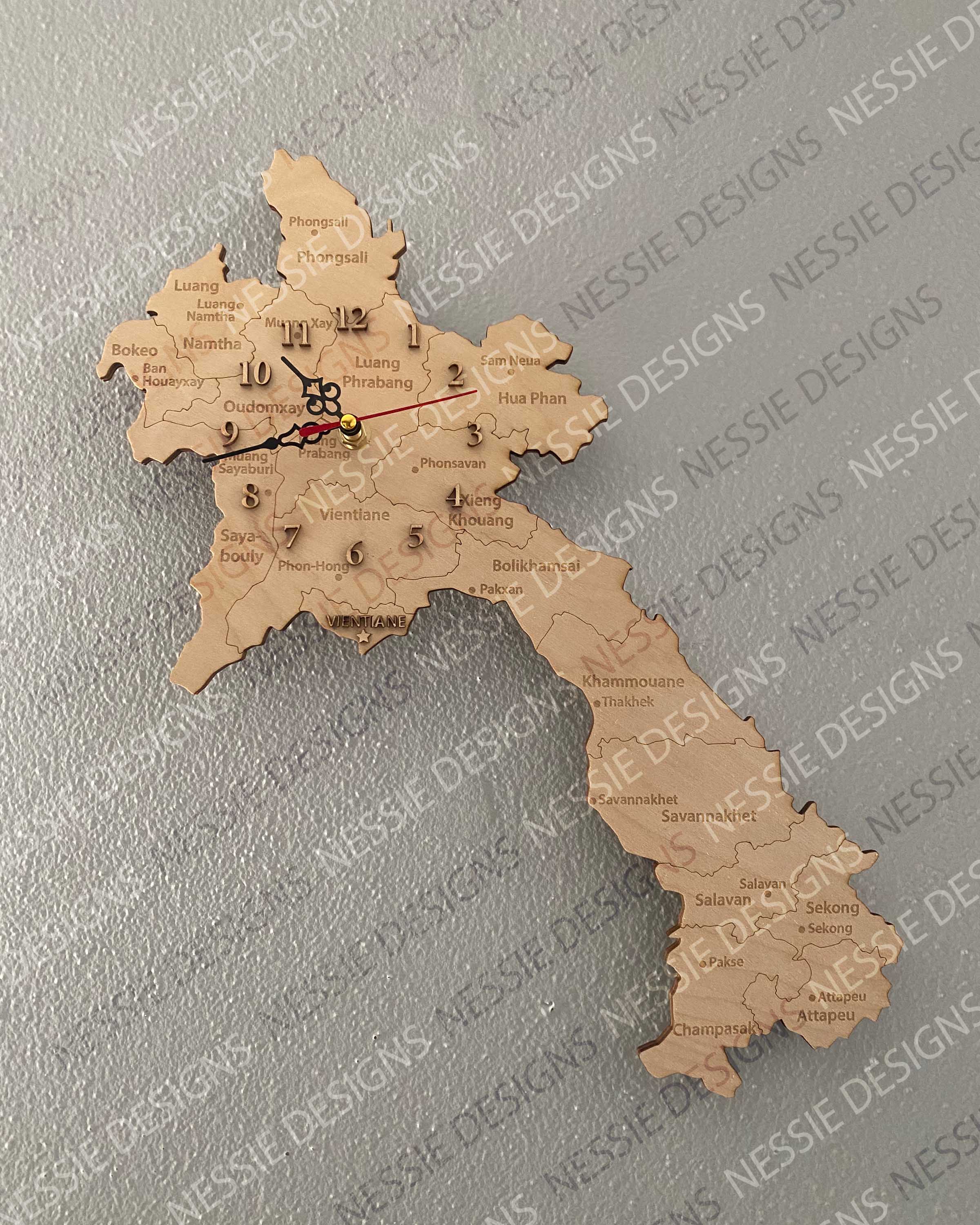 Map of Laos Clock