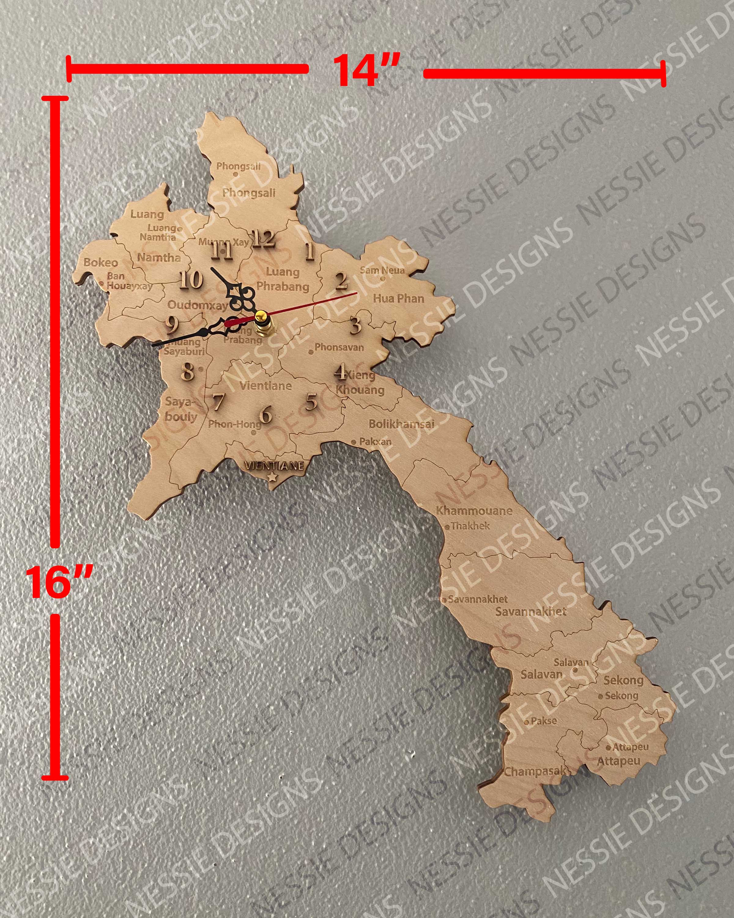Map of Laos Clock