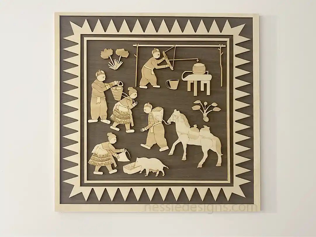 2-Layer Wood Story Cloth Wall Art