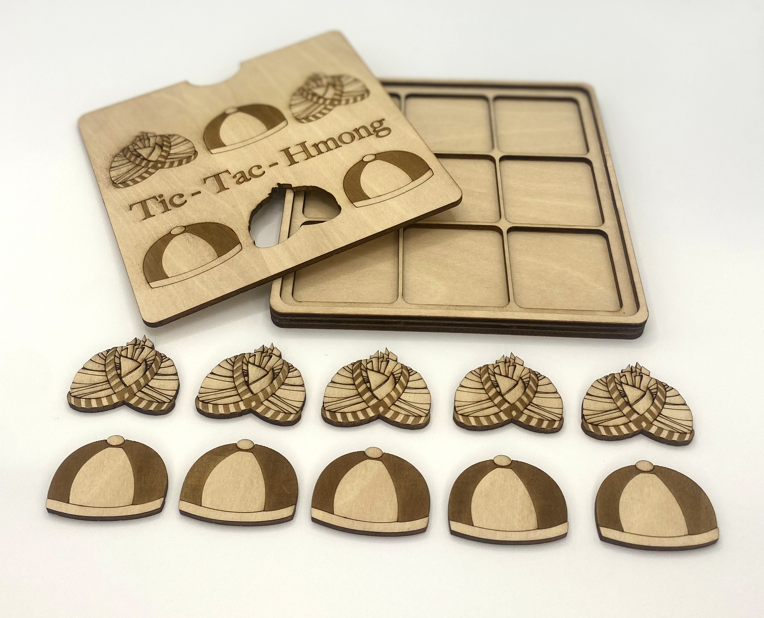 Tic-Tac-Hmong Board Game (Hat Version) w/ box lid