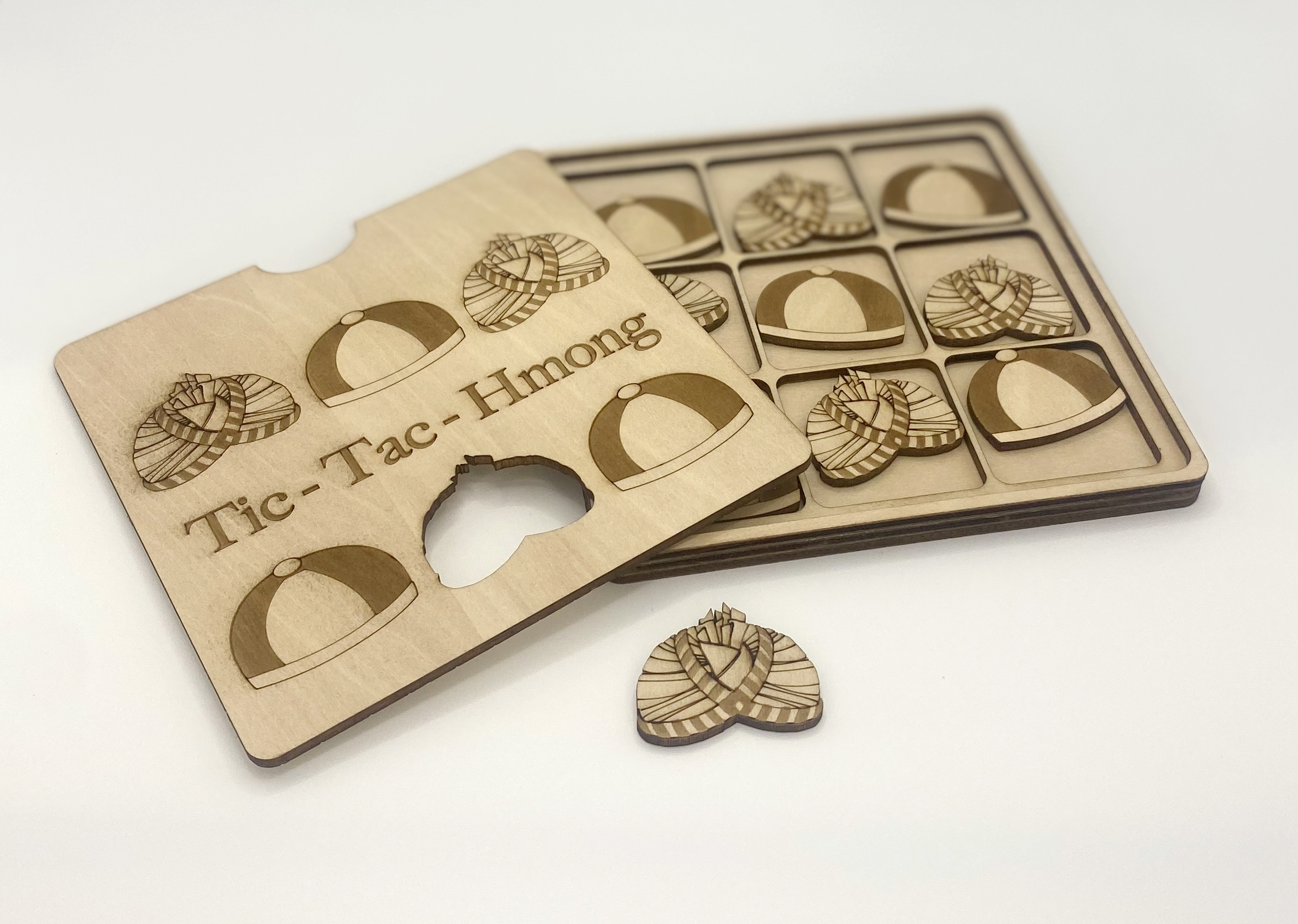 Tic-Tac-Hmong Board Game (Hat Version) w/ box lid