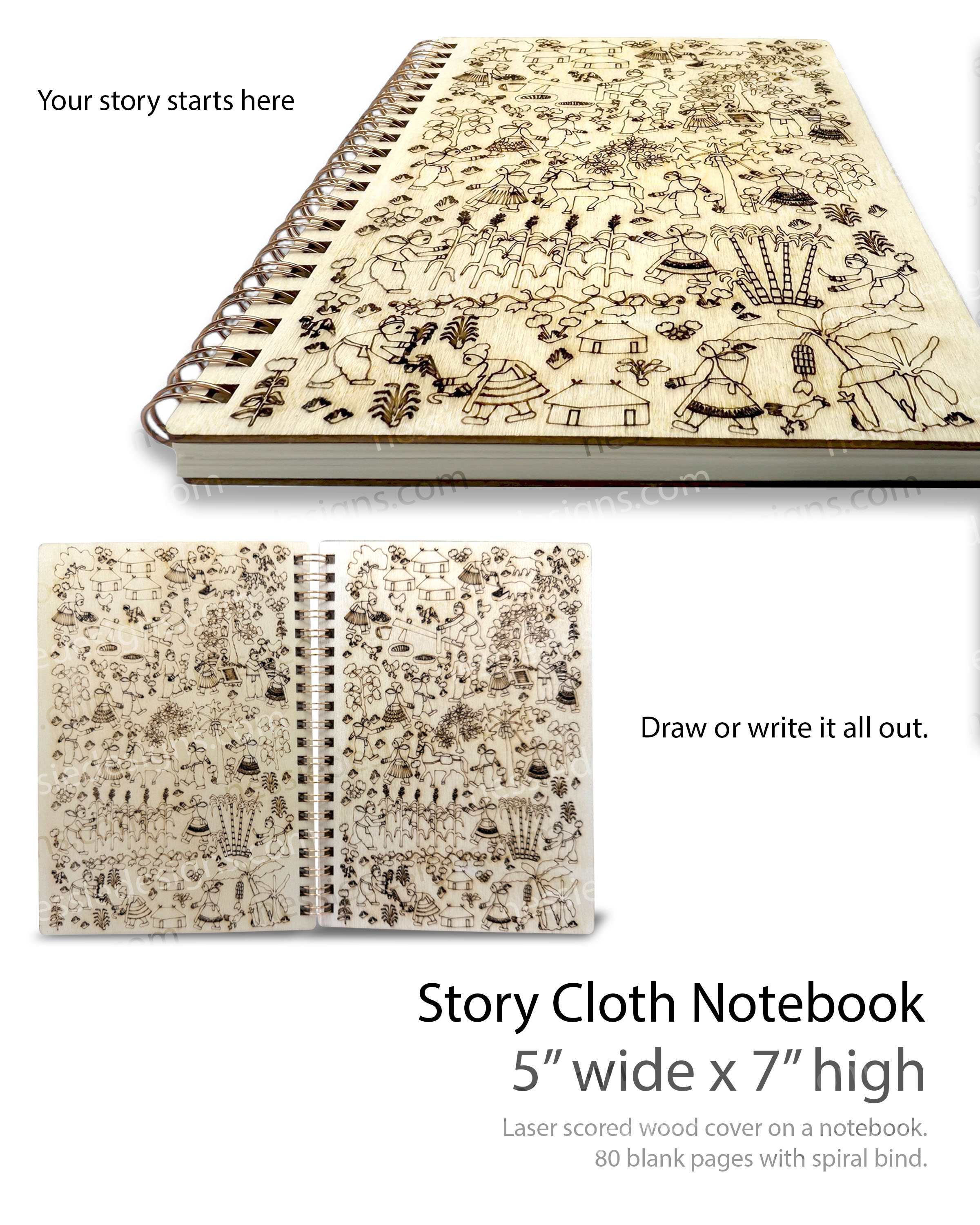 Story Cloth Wooden Notebook