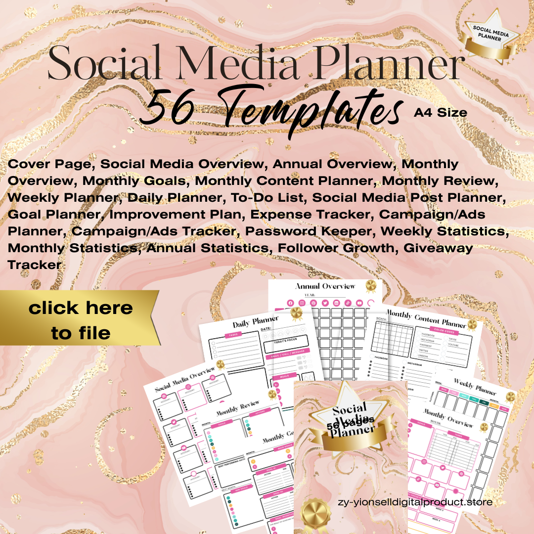 Digital Products – Editable Social Media Planner Templates for Content Creators