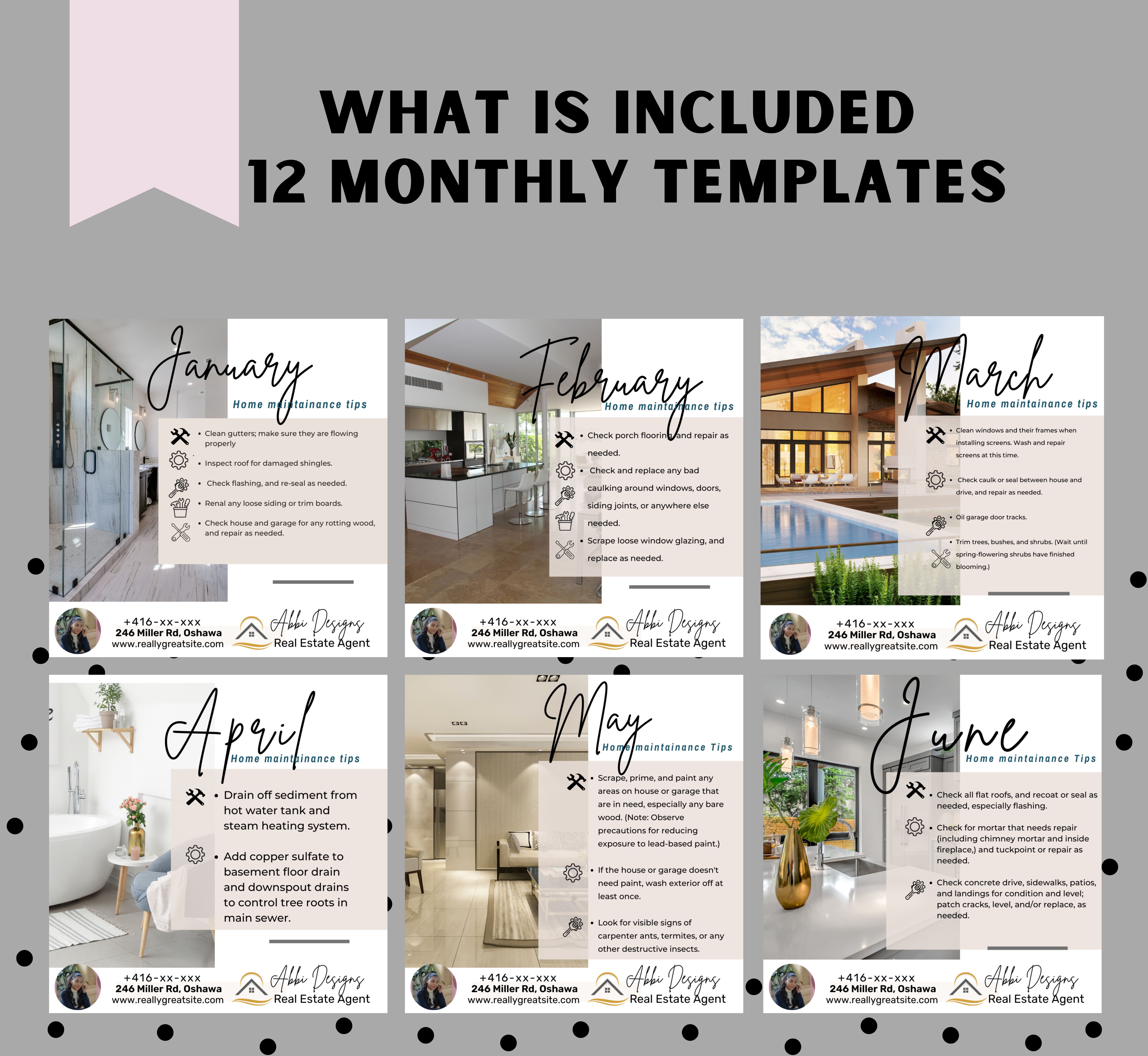 REAL ESTATE  12 Monthly Maintenance Tips Templates