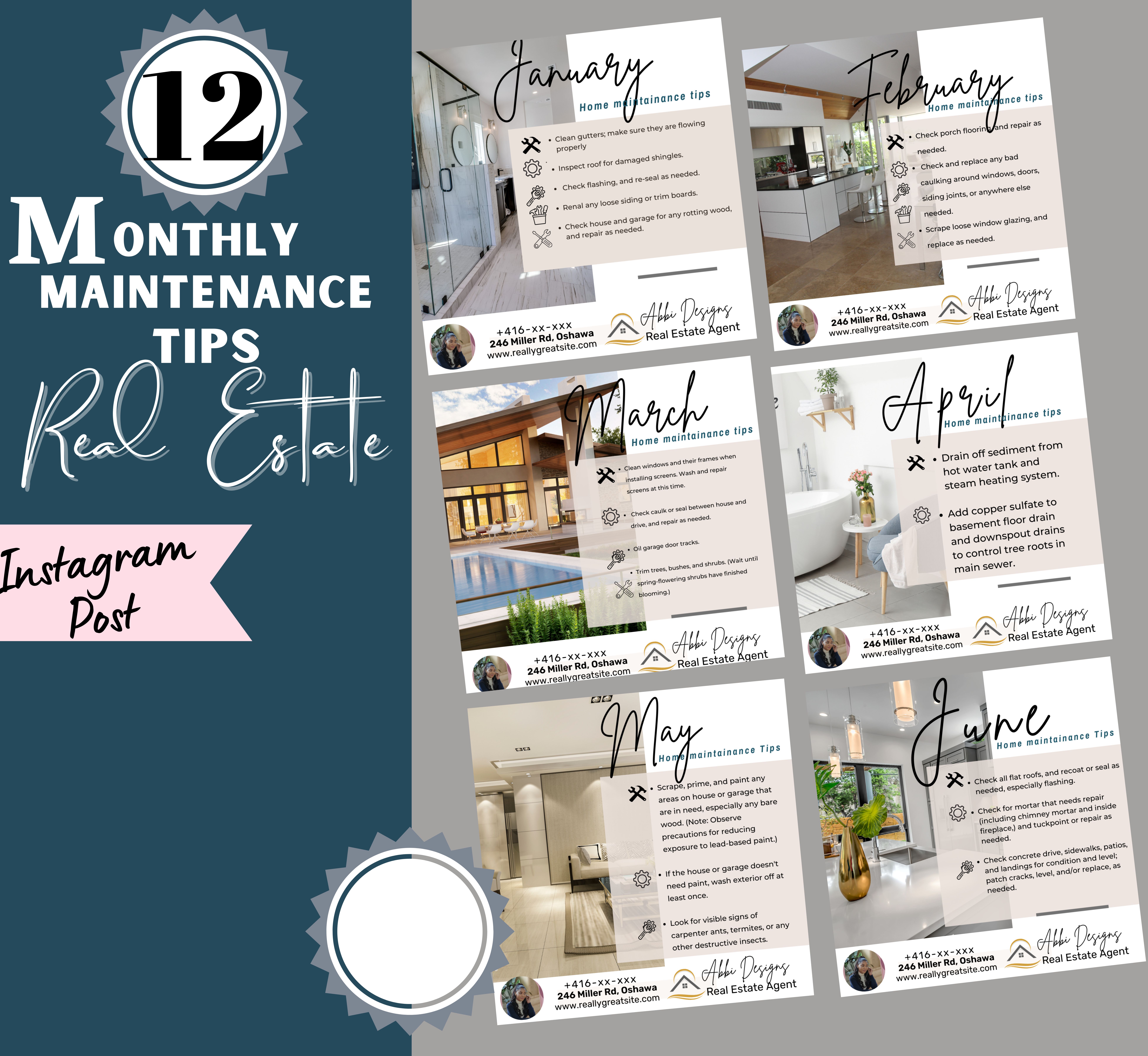 REAL ESTATE 12 Monthly Maintenance Tips Templates