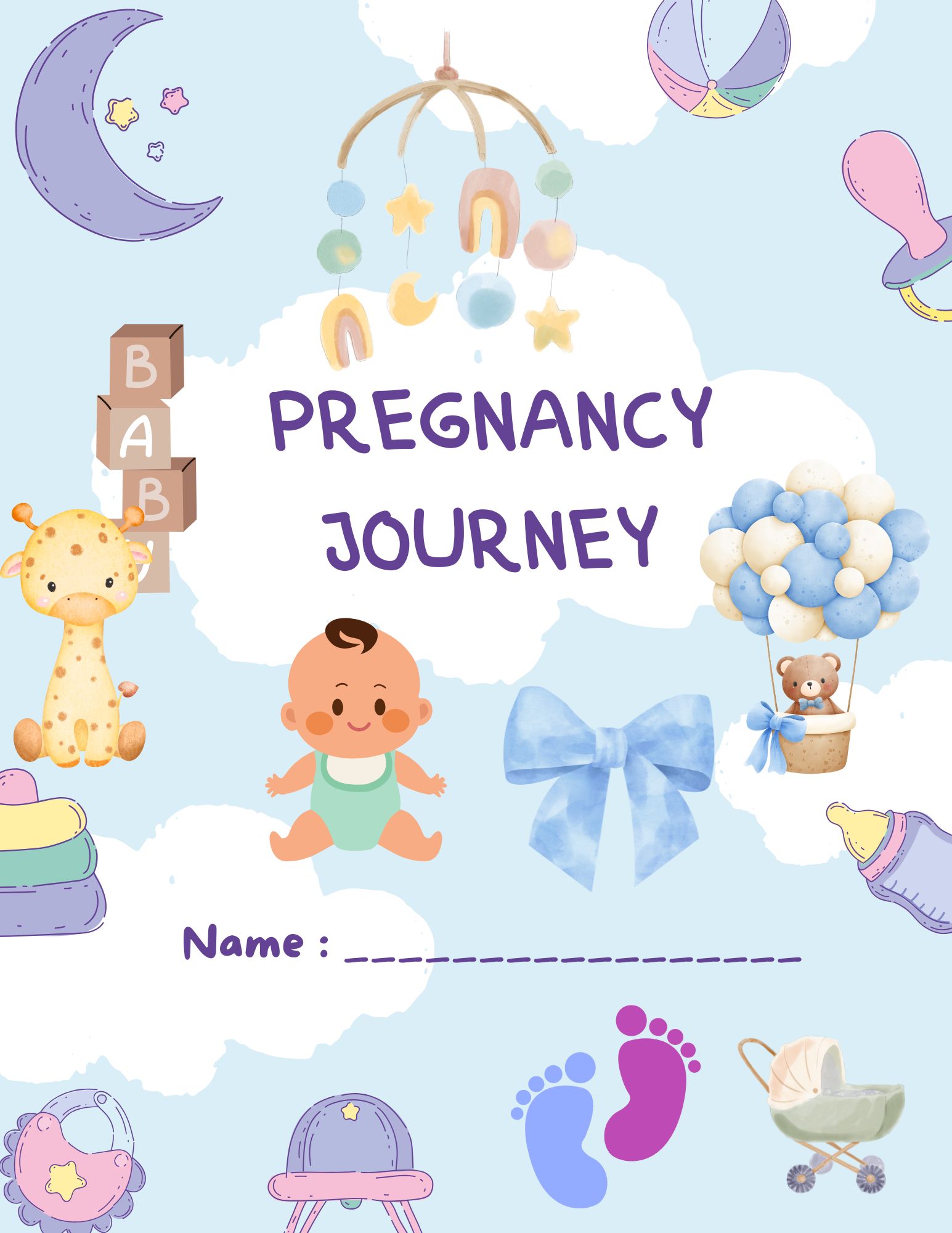  Pregnancy Journal for first time moms - week by week pregnancy perfect for a boy