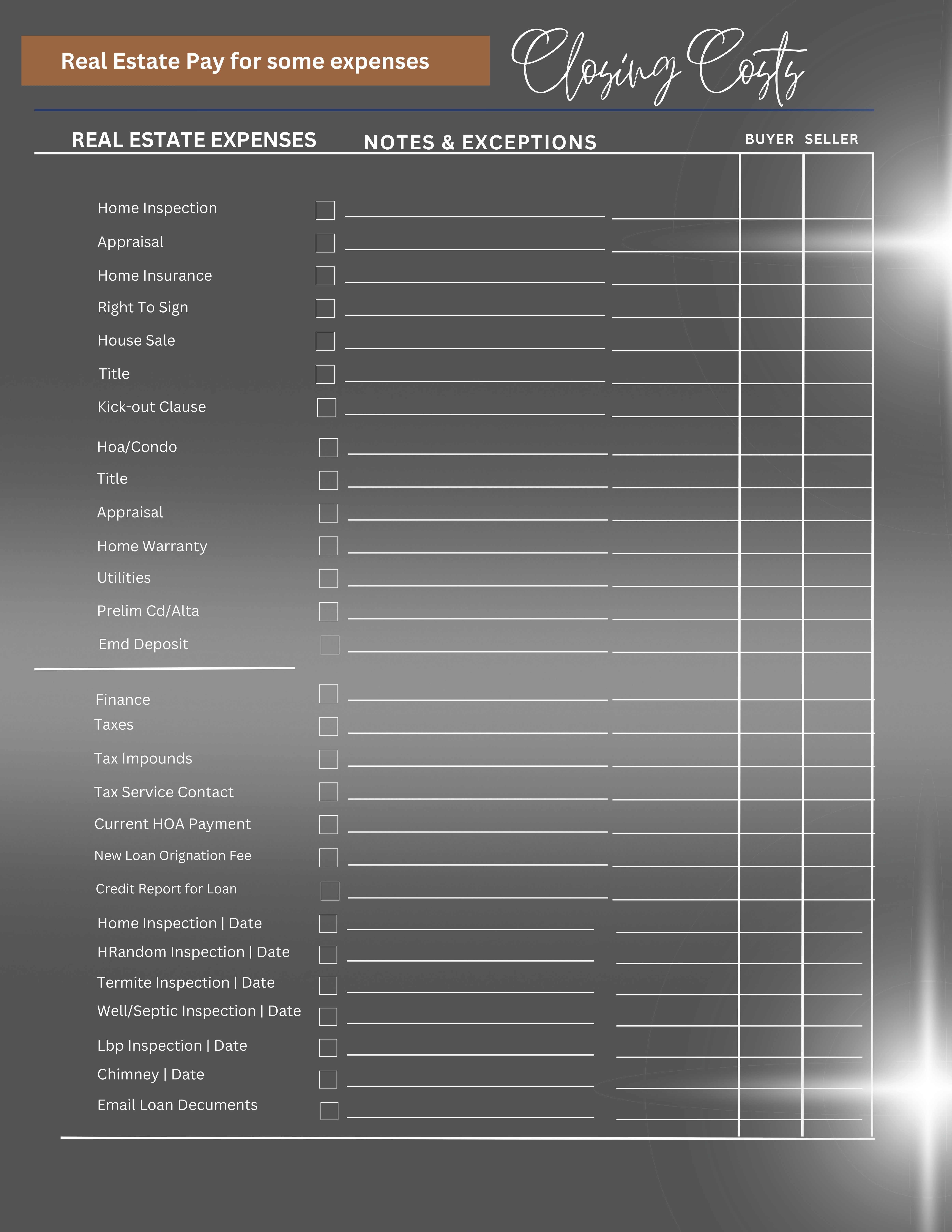 20 Closing Costs Checklist Template Bundle