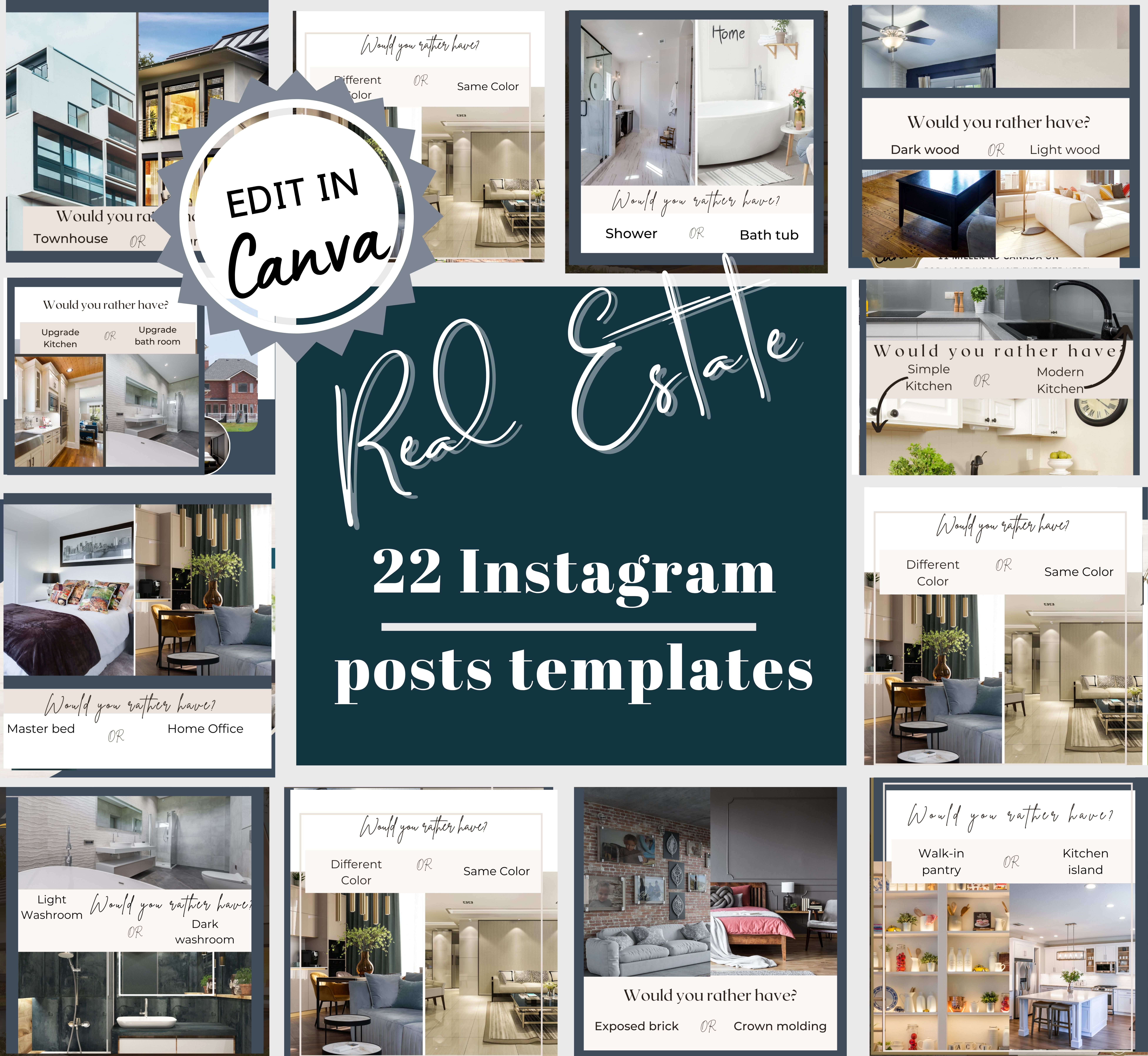 WOULD YOU RATHER REAL ESTATE INSTAGRAM POST TEMPLATES