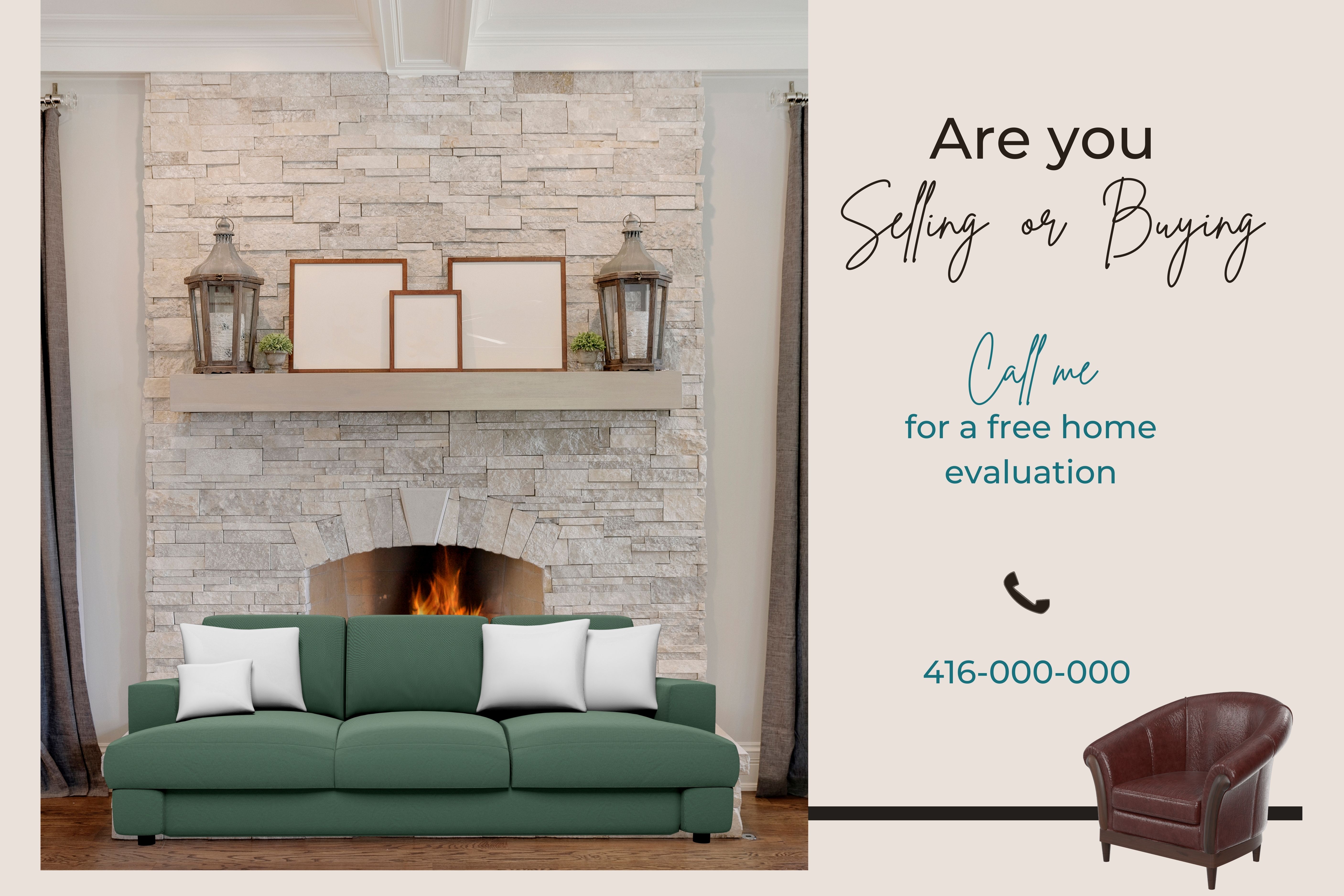 5 REAL ESTATE Postcard Flyer + Backs / size 6 X 4 inches VOL . 3