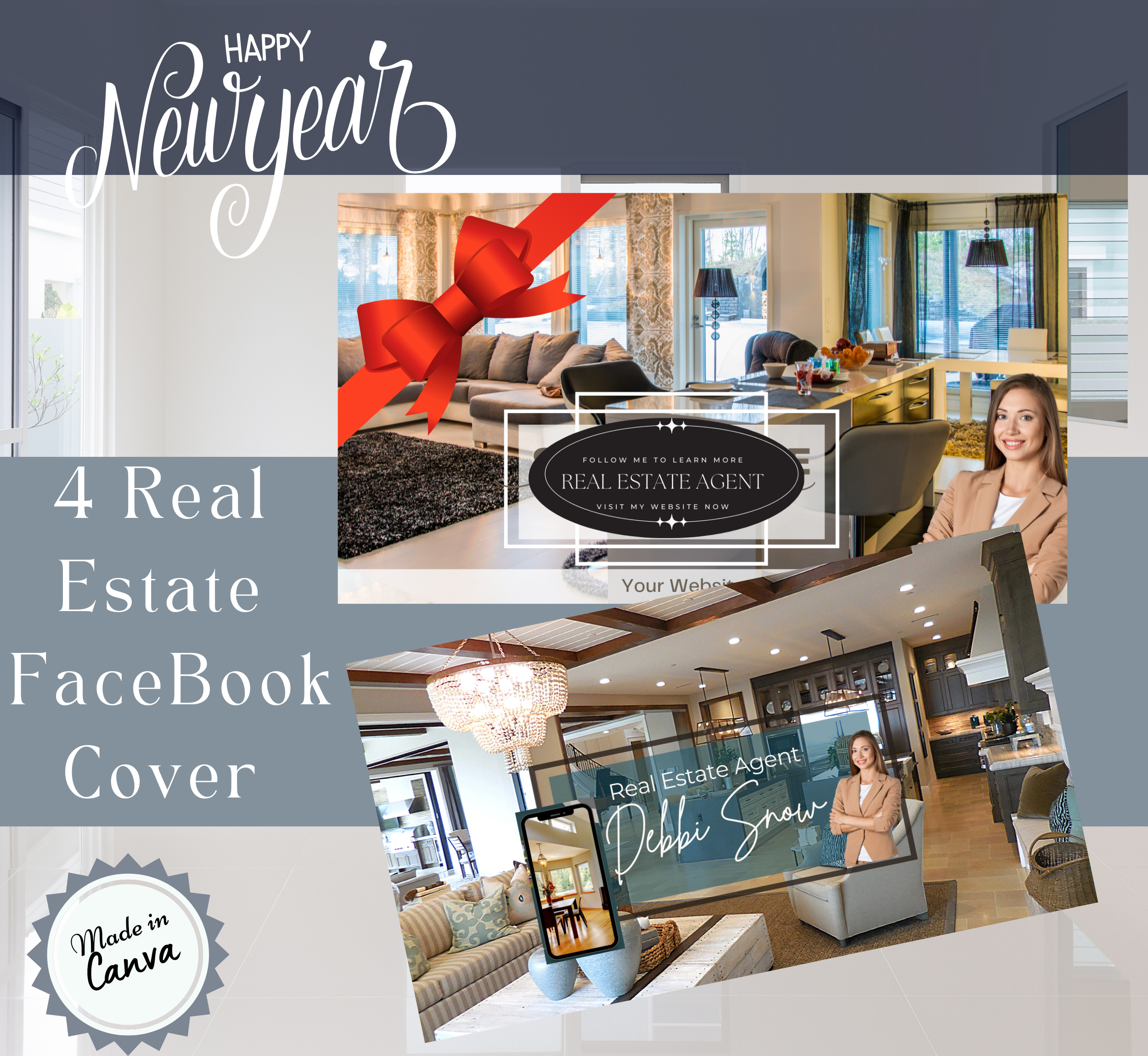 4 Real Estate Facebook Covers Season Greetings 6x4