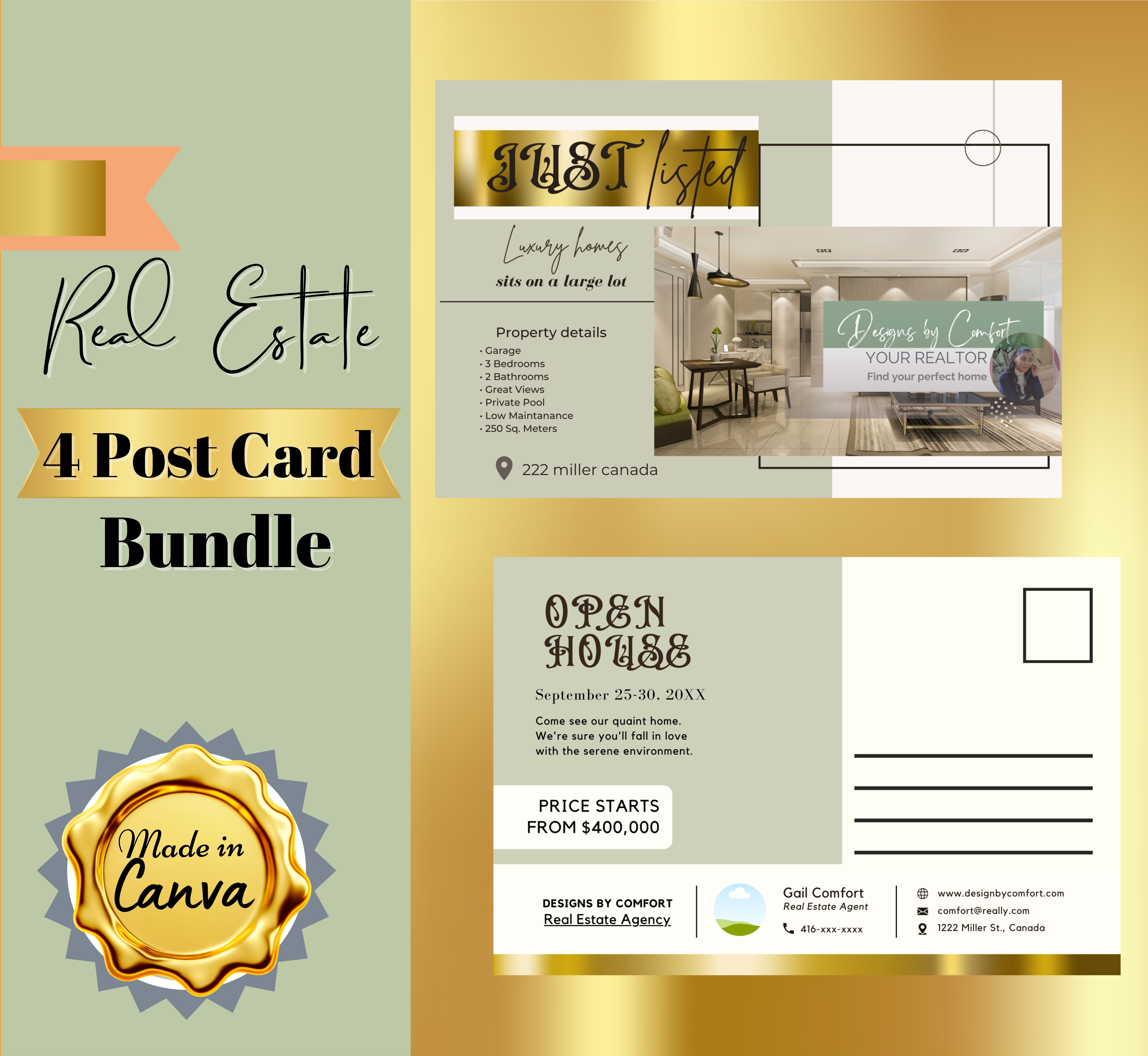 REAL ESTATE POSTCARD 6x4 FOR REAL ESTATE AGENT