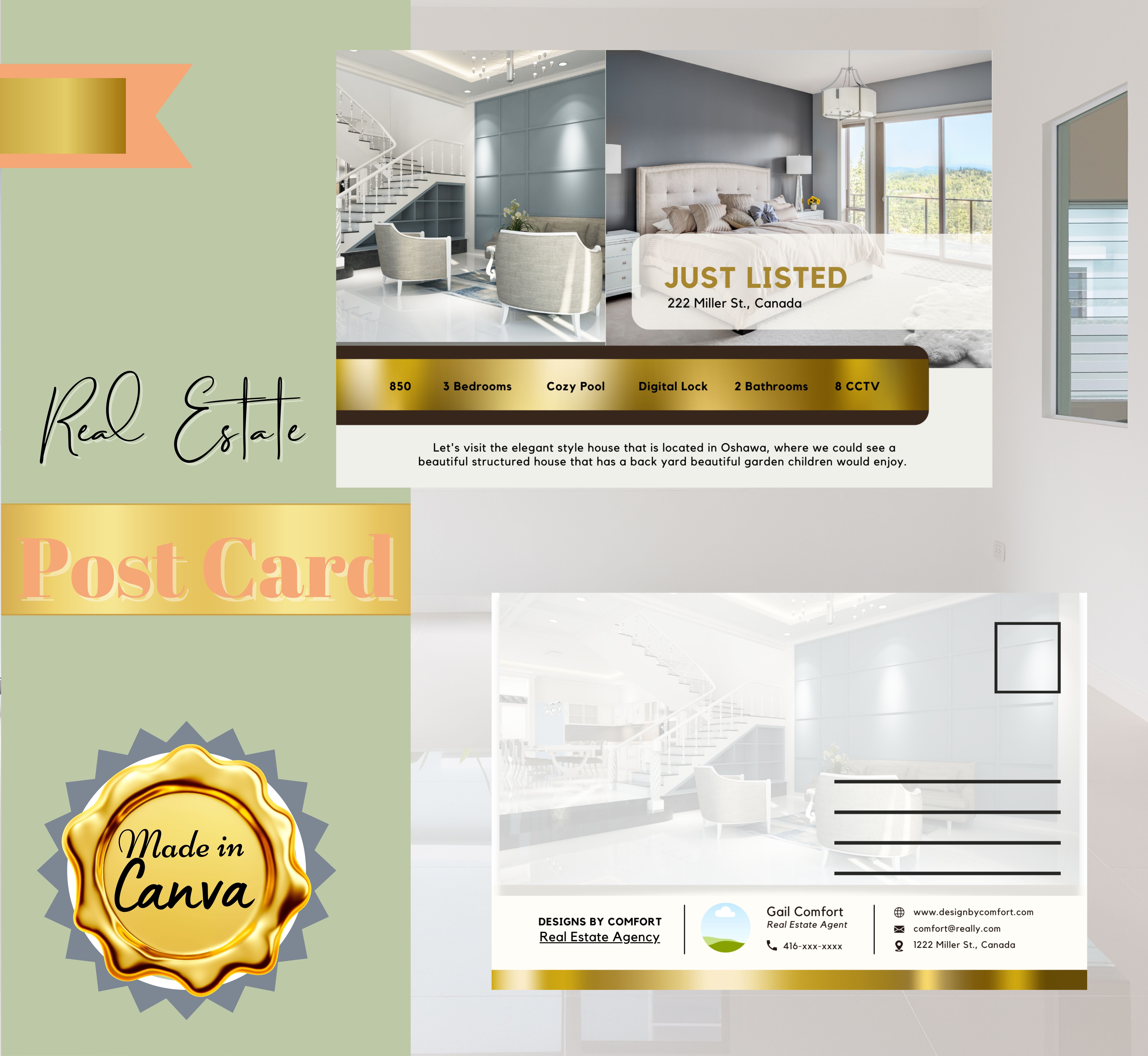 REAL ESTATE POSTCARD 6x4 FOR REAL ESTATE AGENT