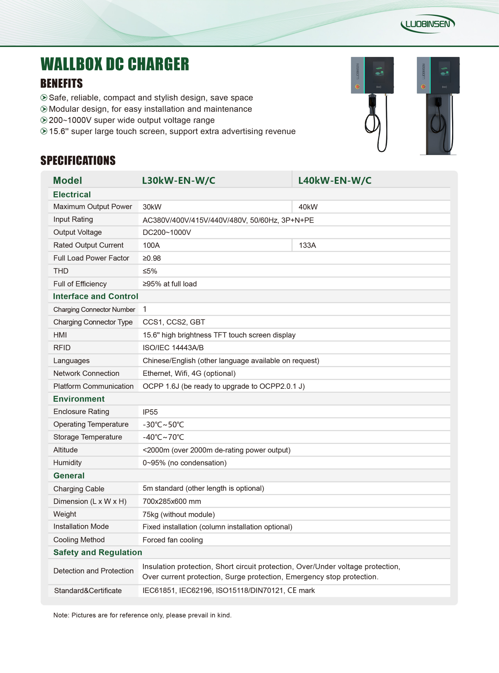 30kw - 40kw wall - mounted and floor - standing DC charging piles
