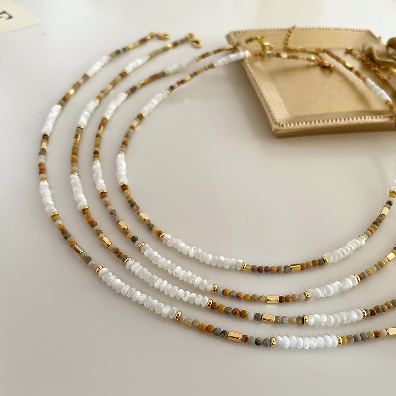 Minimalist Vintage Abacus Bead & Gemstone Necklace 