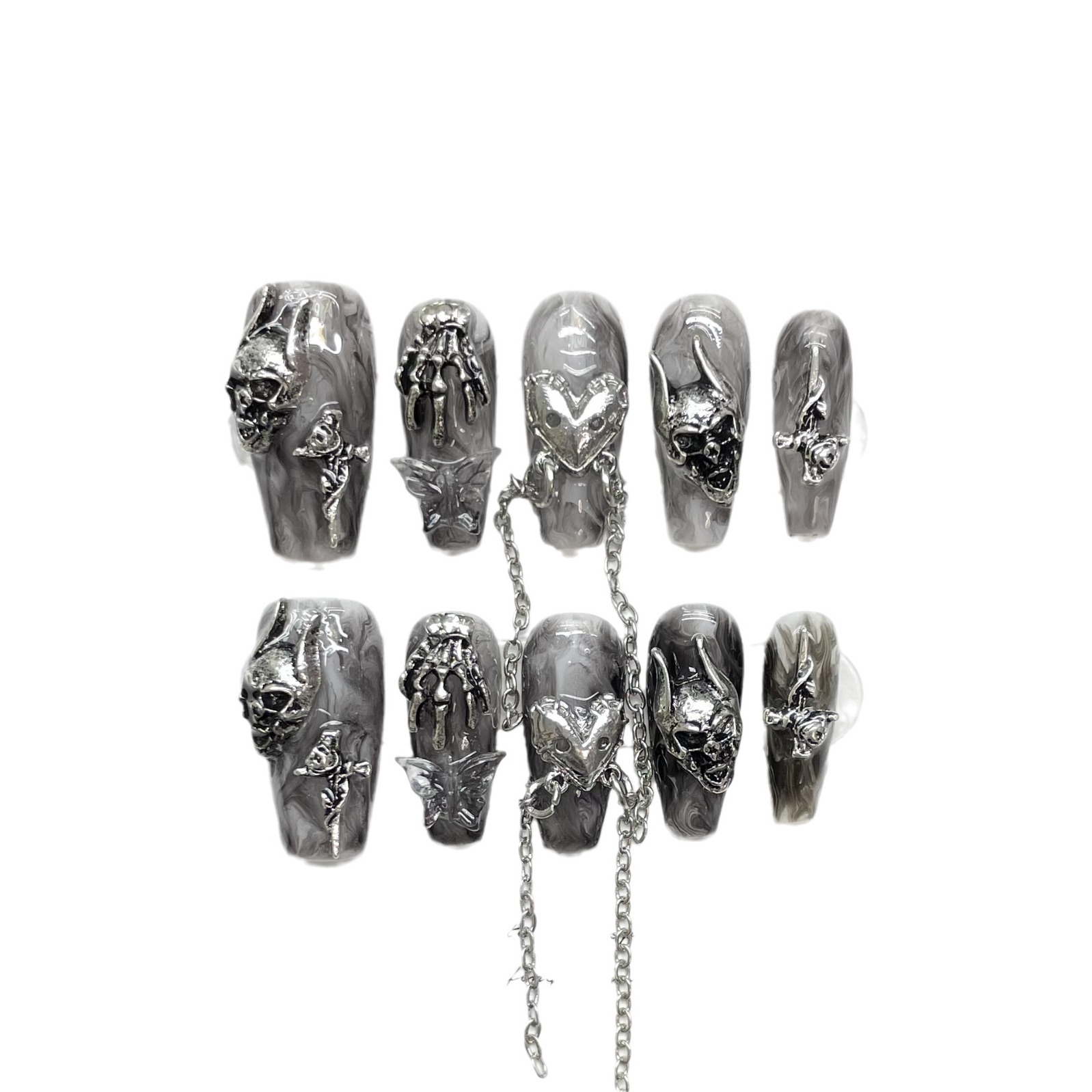 Gothic 3D Silver Nail Art Set